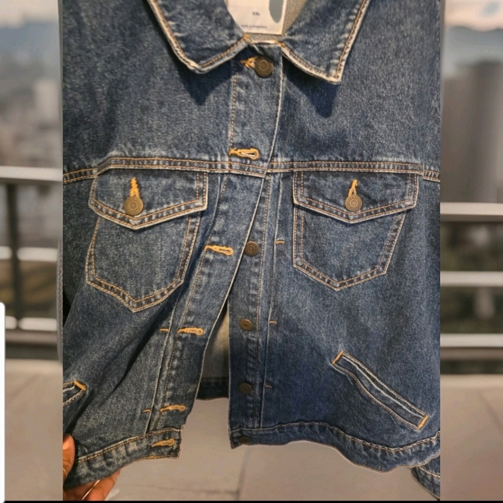 Pre-loved Womens Old Navy Dark Wash Denim Jean Jacket Sz XXL - Picture 2 of 5